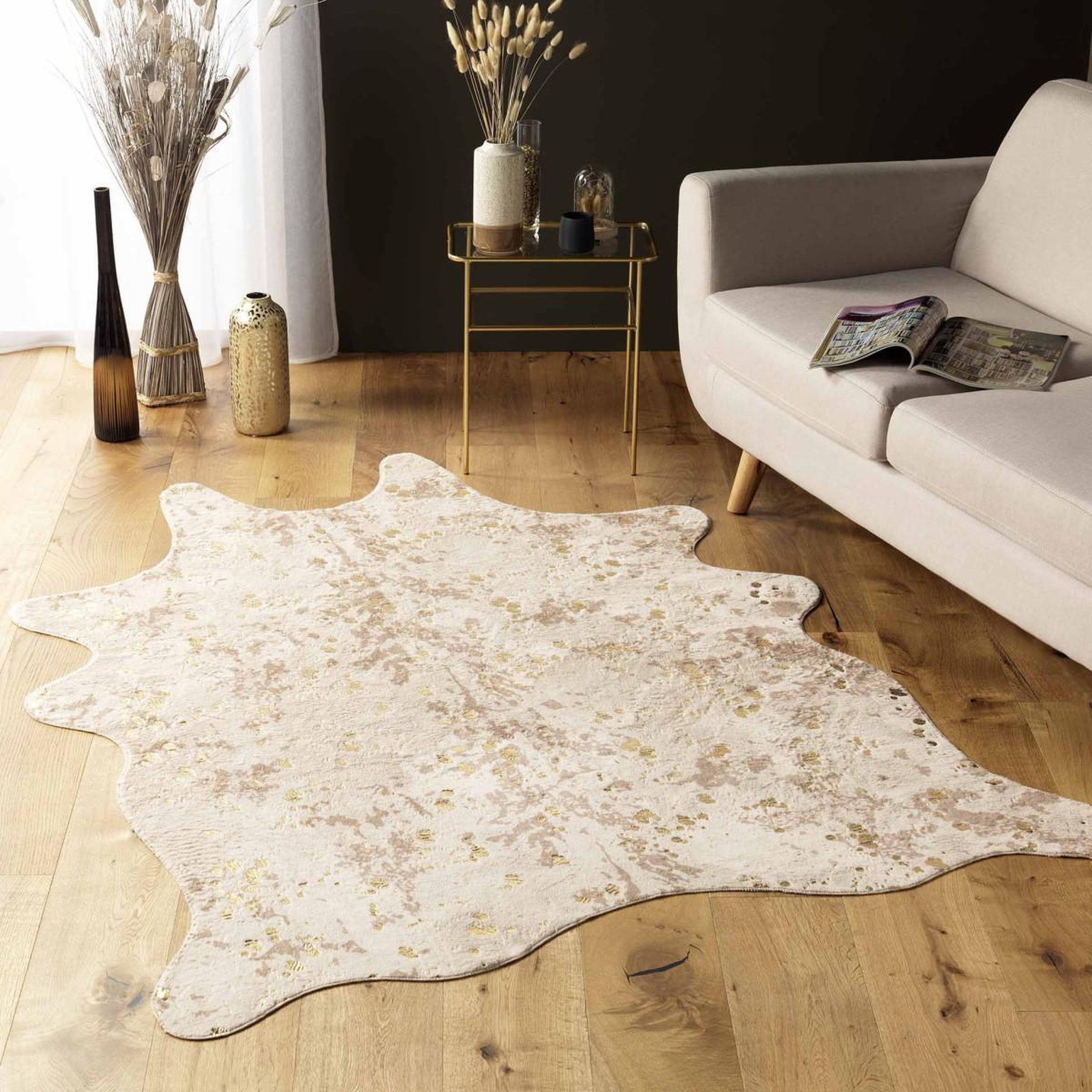 Voir la diapositive 3 : Douceur d'Intérieur Tapis imitation fourrure  western  150x198cm or