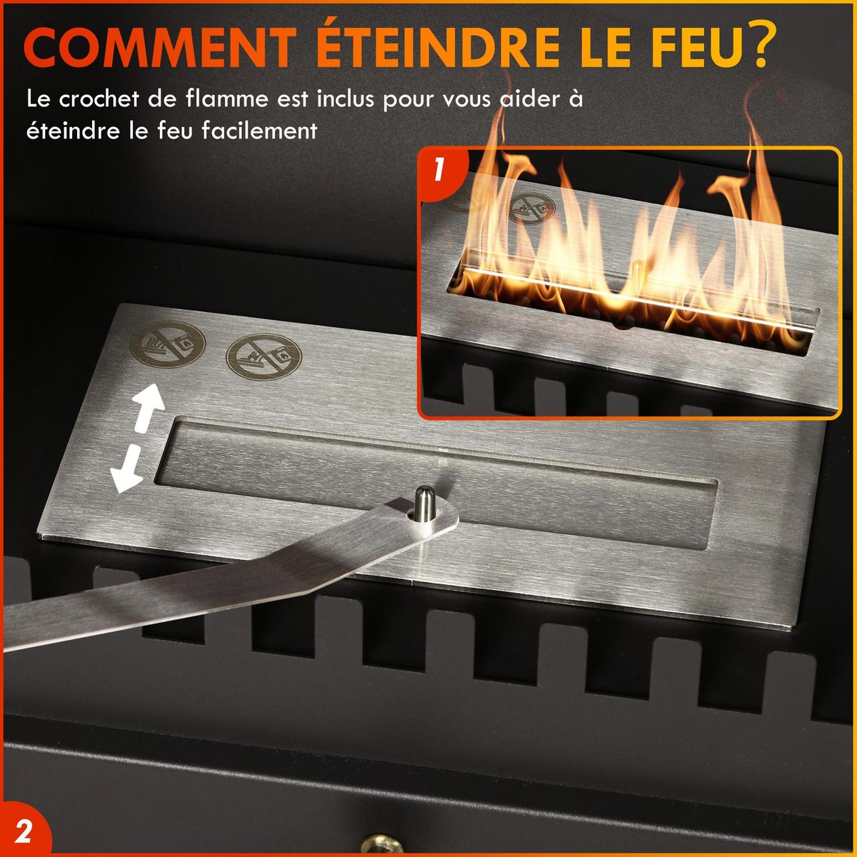 HOMCOM Cheminée bioéthanol sur pied style néo-rétro poêle 1 brûleur 1,2 L dim. 45L x 28l x 54H cm couverture 20-25 m² acier noir