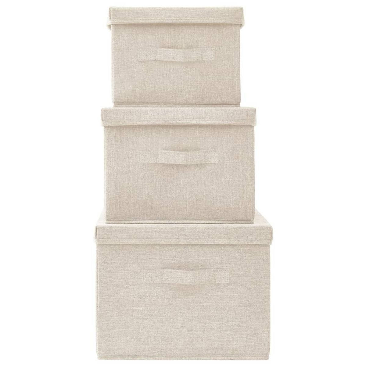 VIDAXL Boîtes de rangement empilables 3 pcs Tissu Creme