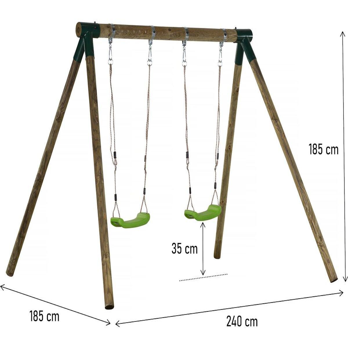 Habitat et Jardin Portique bois  Eden  - Avec 2 balançoires.