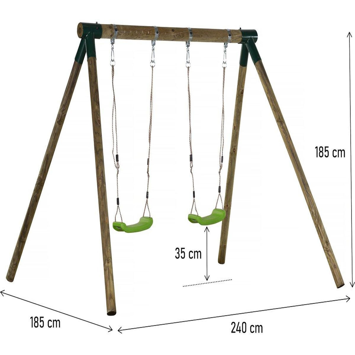 Habitat et Jardin Portique bois  Eden  - Avec 2 balançoires.