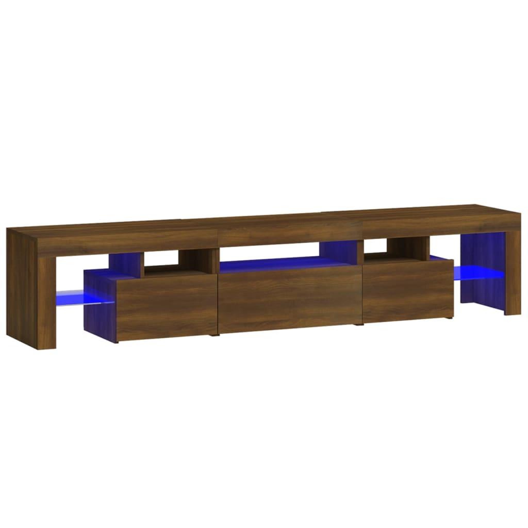 Voir la diapositive 2 : VIDAXL Meuble TV avec lumieres LED Chene marron 200x36,5x40 cm