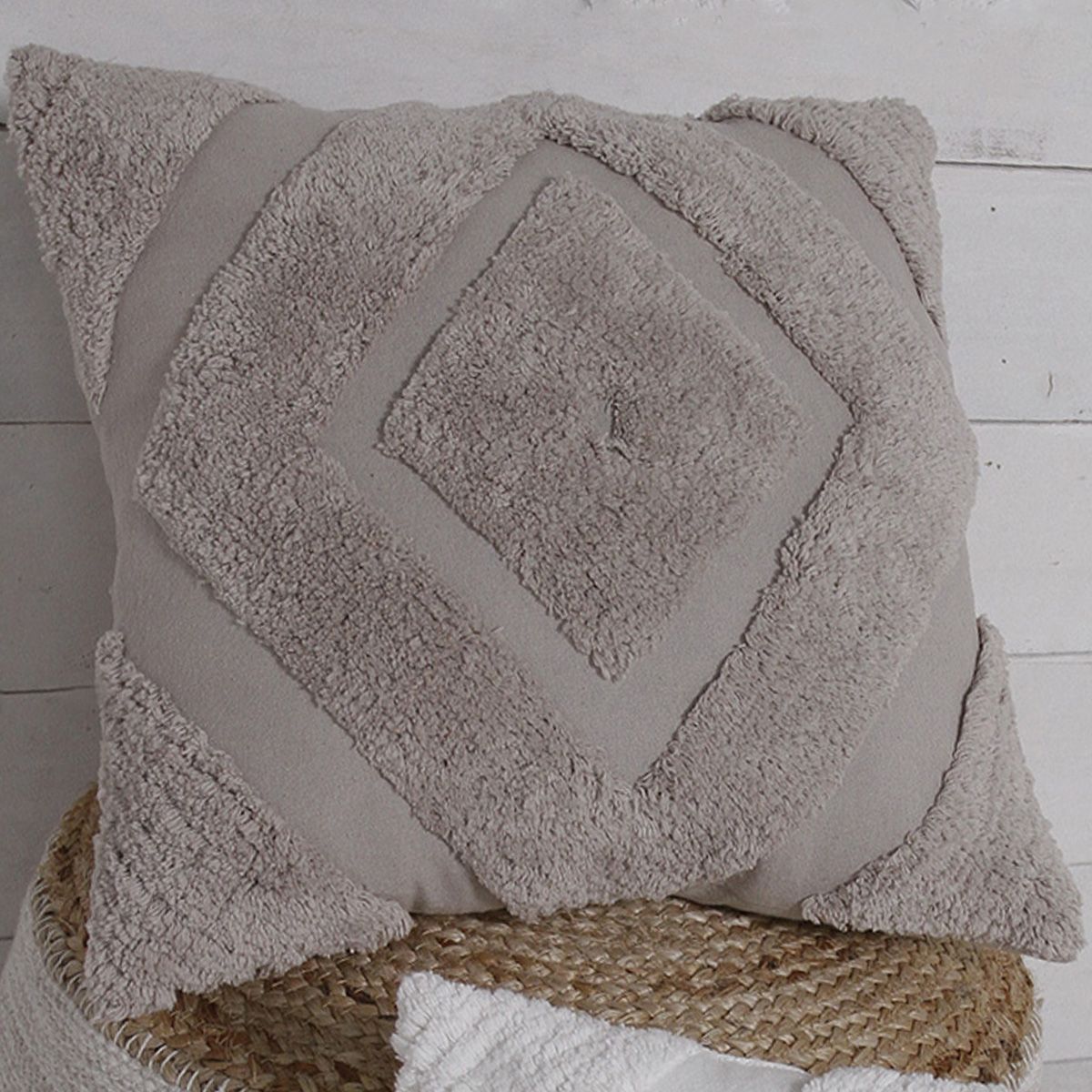 TODAY Coussin déco tufté en coton  DUNE 