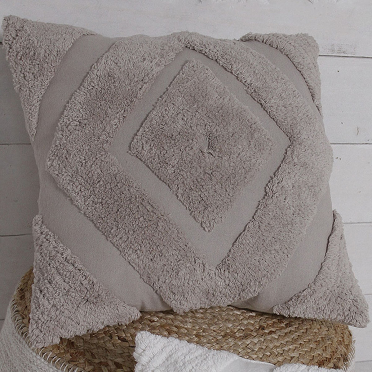 TODAY Coussin déco tufté en coton  DUNE 