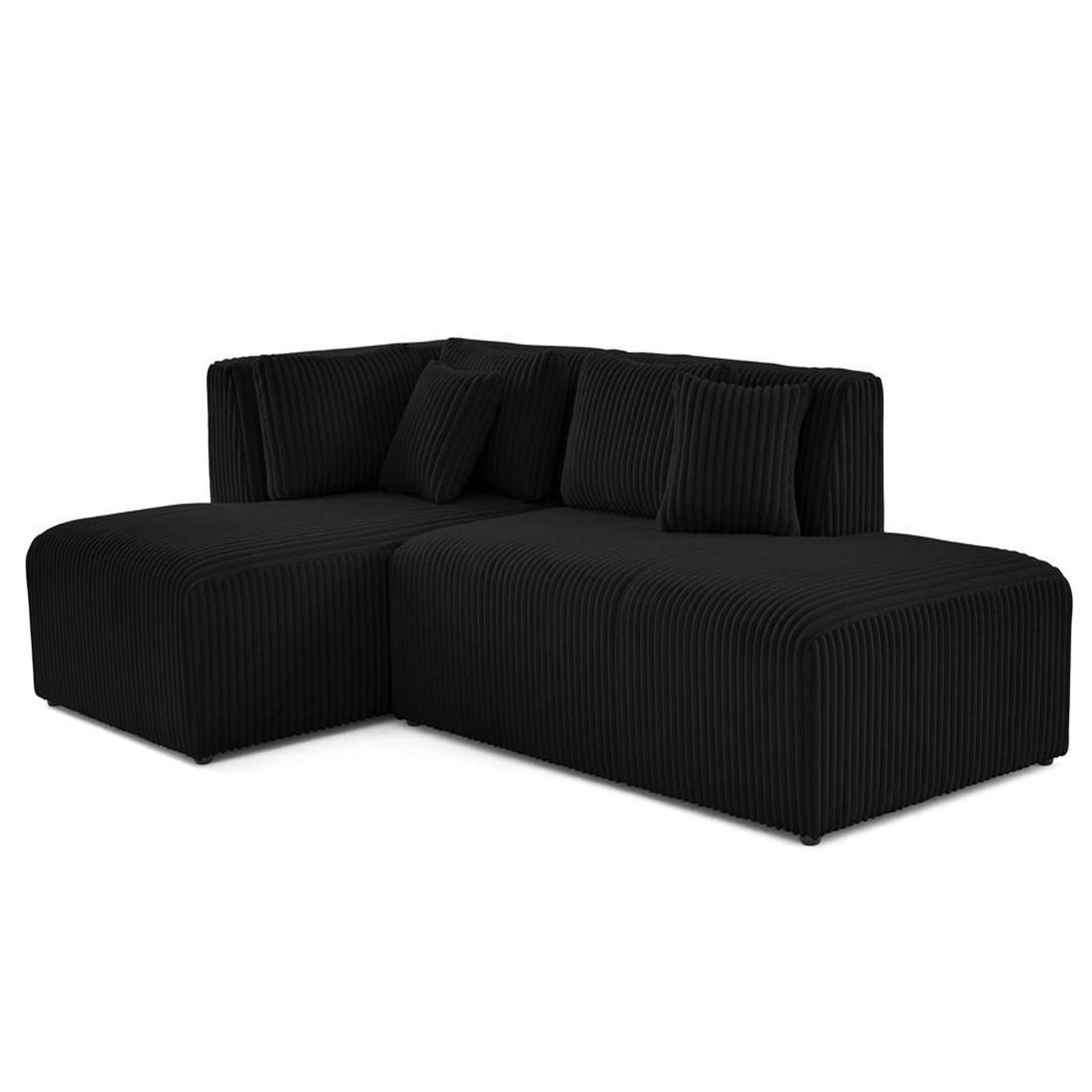 Voir la diapositive 5 : LISA DESIGN Victoire - canapé modulable d'angle gauche 4 places en velours côtelé grosses côtes