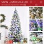 Voir la diapositive 5 : HOMCOM Sapin de Noël artificiel enneigé lumineux LED x 250 multicolore Ø 112 x 210H cm 829 branches vert blanc