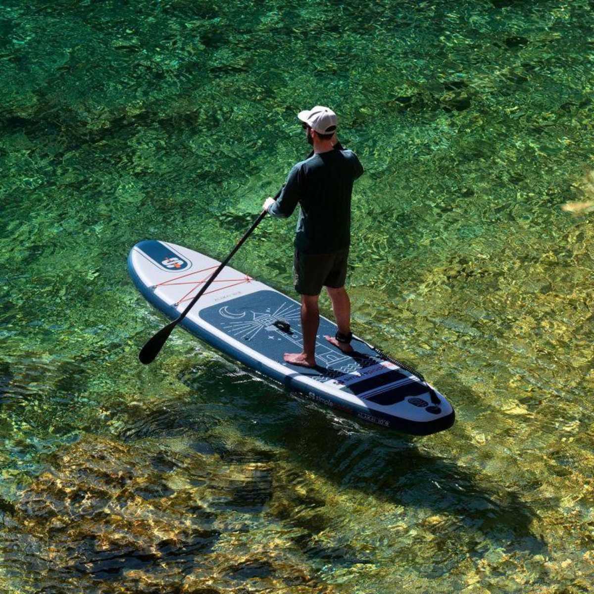 SIMPLE PADDLE Paddle gonflable ALAKAI 10'8 ( 325 X 81 X 15 Cm) avec Pagaie, Leash, Pompe, Pochette téléphone et Sac de transport