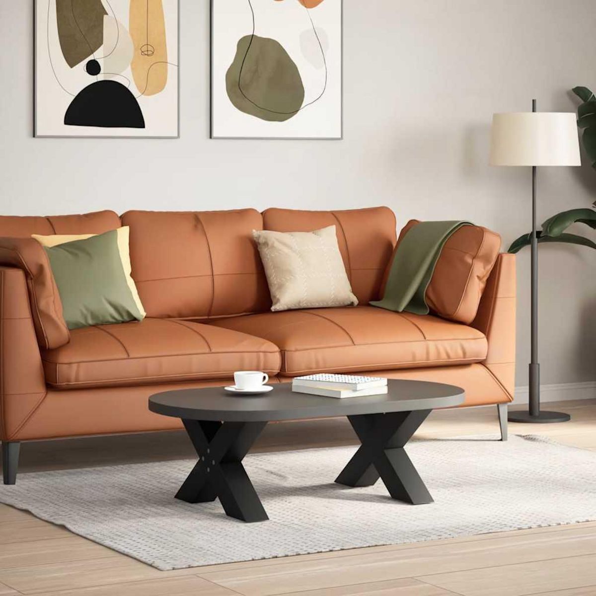 VIDAXL Pieds de table basse forme de X 2 pcs noir 50x(30-31) cm acier