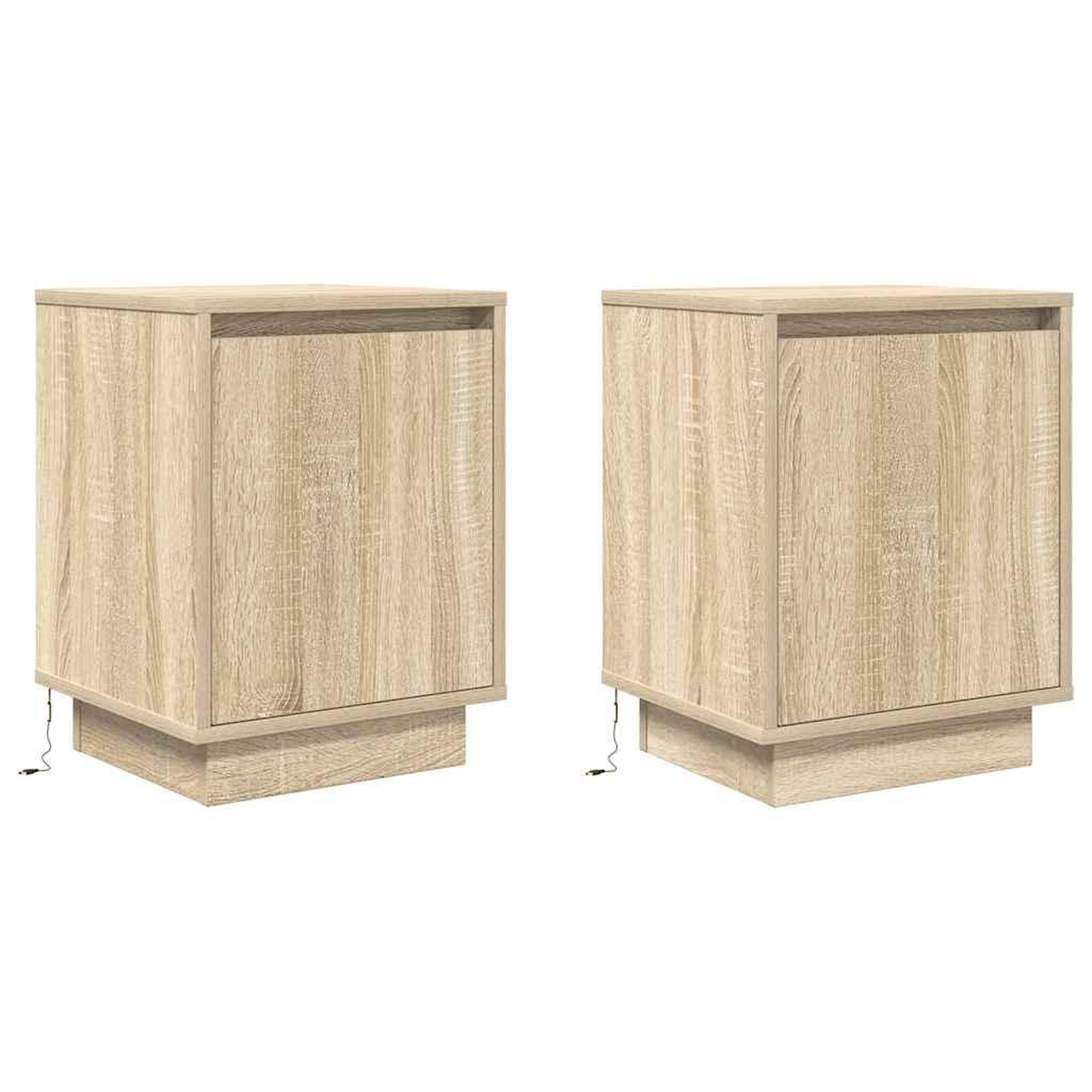 Voir la diapositive 3 : VIDAXL Tables de chevet avec lumieres LED 2pcs chene sonoma 38x34x50cm