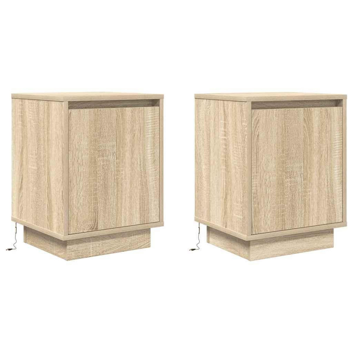 VIDAXL Tables de chevet avec lumieres LED 2pcs chene sonoma 38x34x50cm