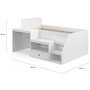 Voir la diapositive 4 : ID MARKET Lit combiné avec sommier, bureau et rangement LEOPOLD 90 x 190 cm blanc