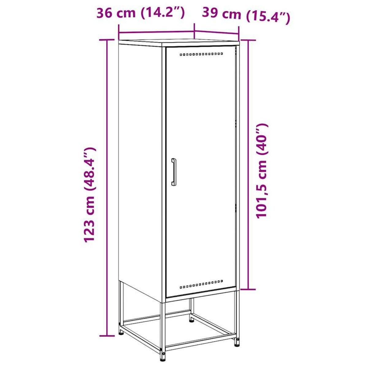 VIDAXL Buffet haut rose 36x39x123 cm acier