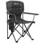 OUTSUNNY Chaise de camping pliante rembourrée - porte-gobelets, poches latérales rangement - sac transport inclus - noir