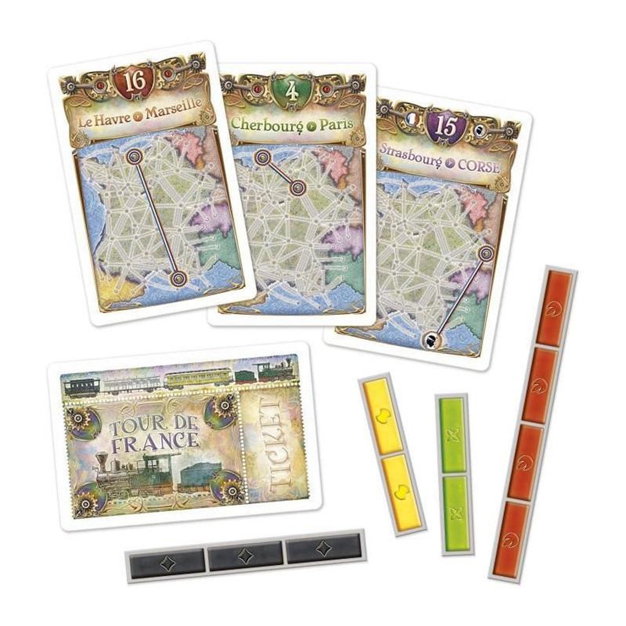 Voir la diapositive 4 : Asmodee Les Aventuriers du Rail -  Extension : France/Old West -  Asmodee - Jeu de societe - Jeu de plateau