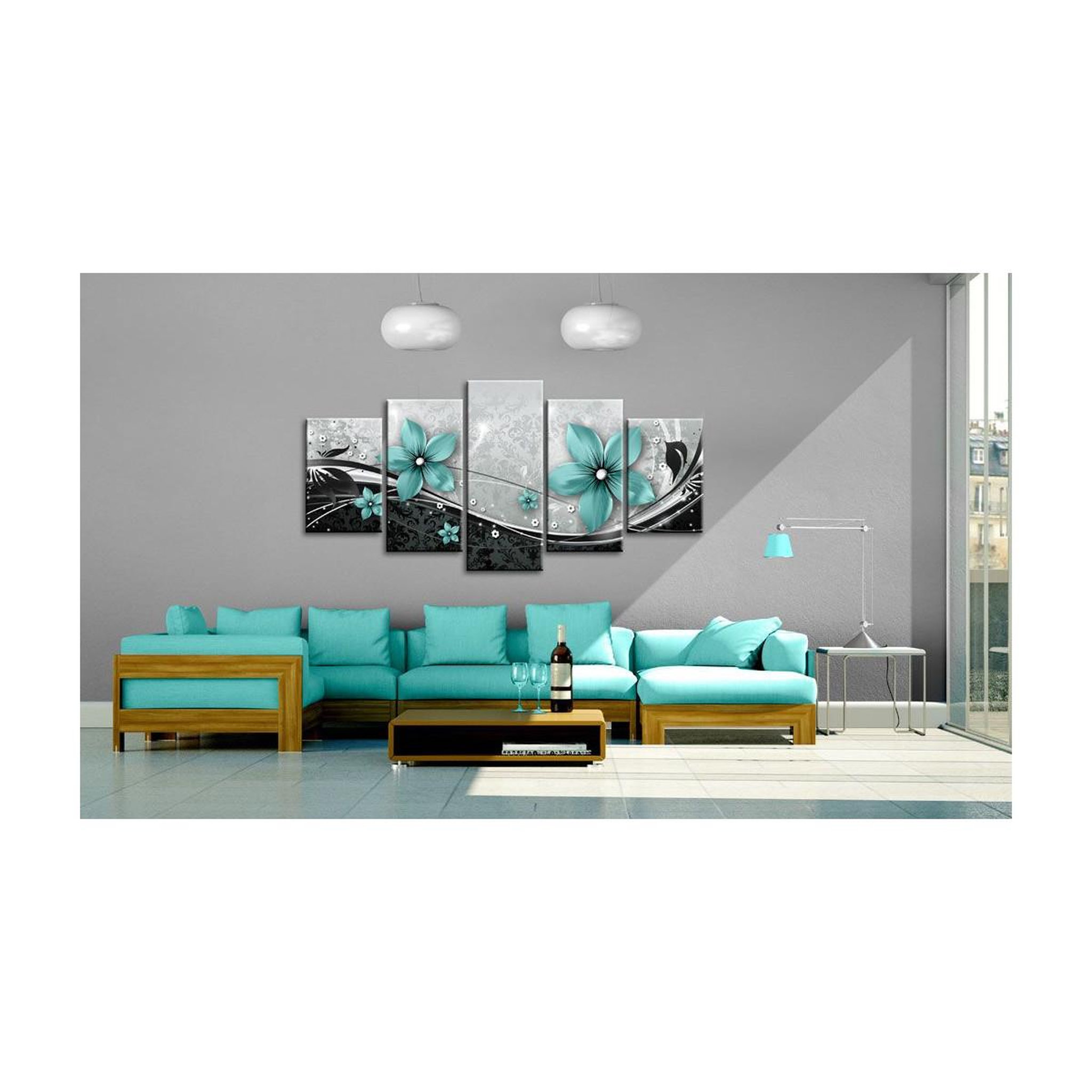 Voir la diapositive 2 : Paris Prix Tableau Imprimé  Turquoise Flower of Night