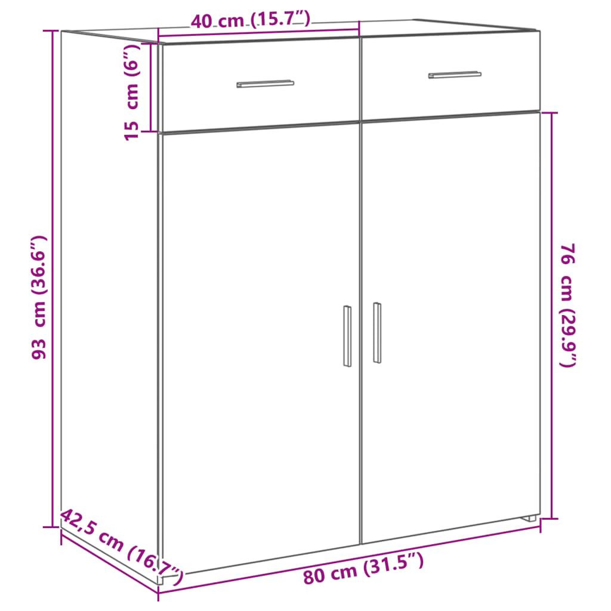 Voir la diapositive 6 : VIDAXL Buffet chene fume 80x42,5x93 cm bois d'ingenierie