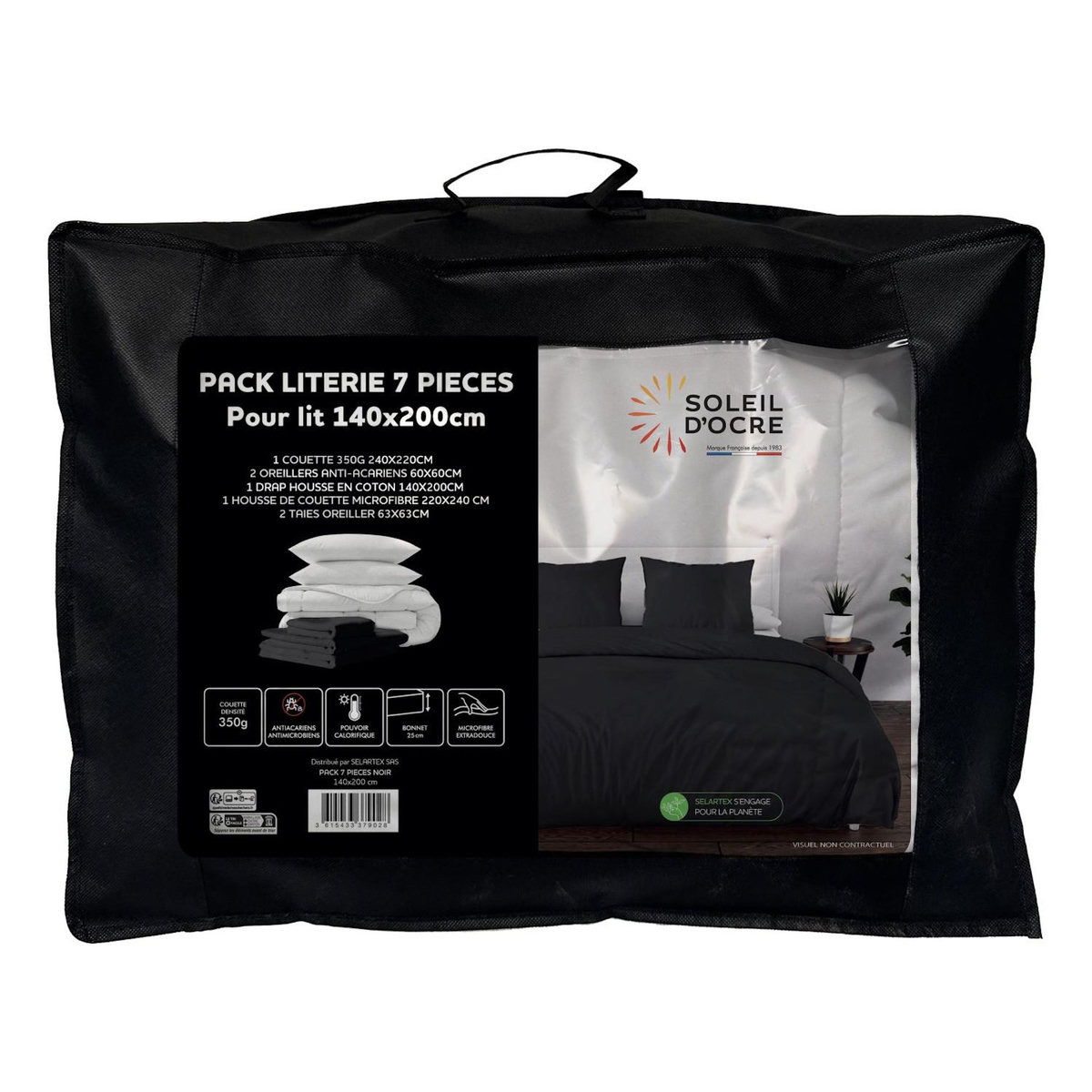 SOLEIL D'OCRE Ensemble couette et parure 7 Pièces BOHEME pour lit en 140x200 cm, par Soleil d'ocre