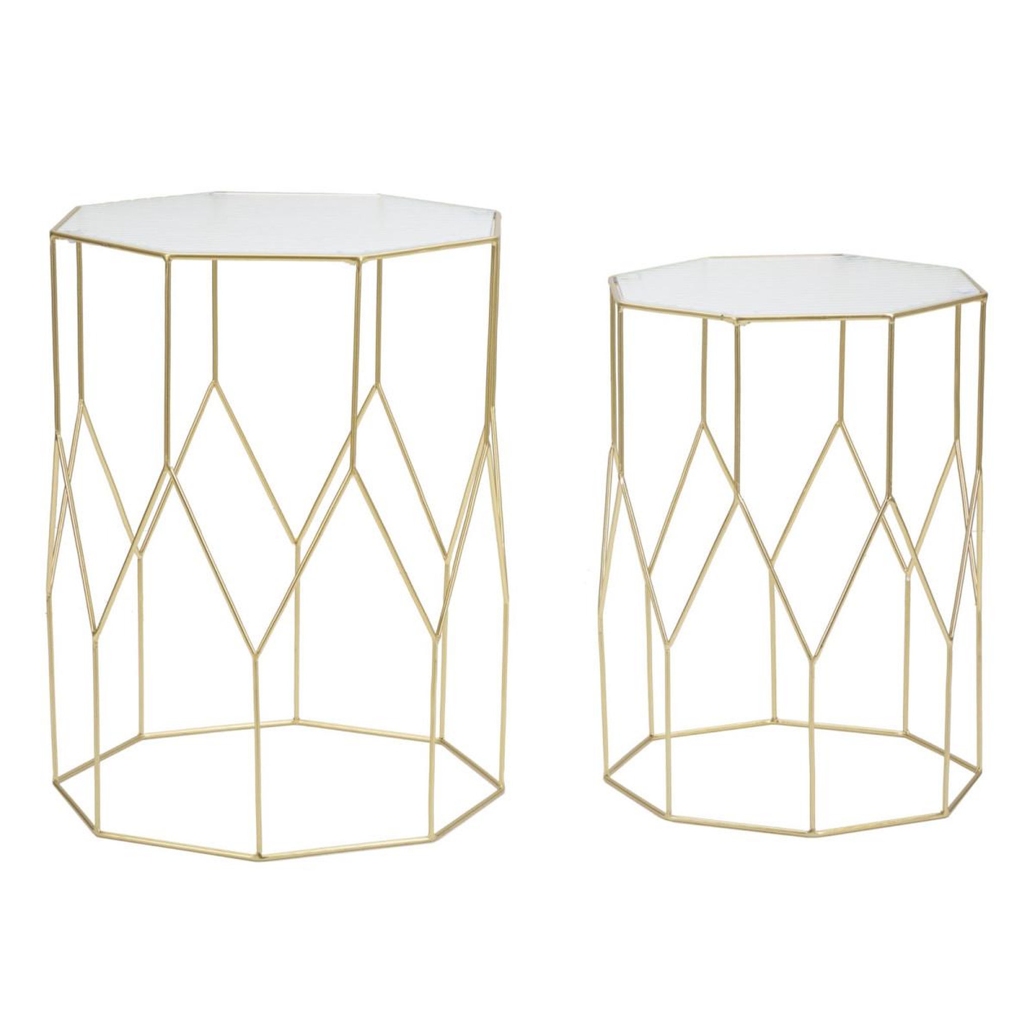 Paris Prix Lot de 2 Tables d'Appoint Octogonale  Glassy  47cm Or