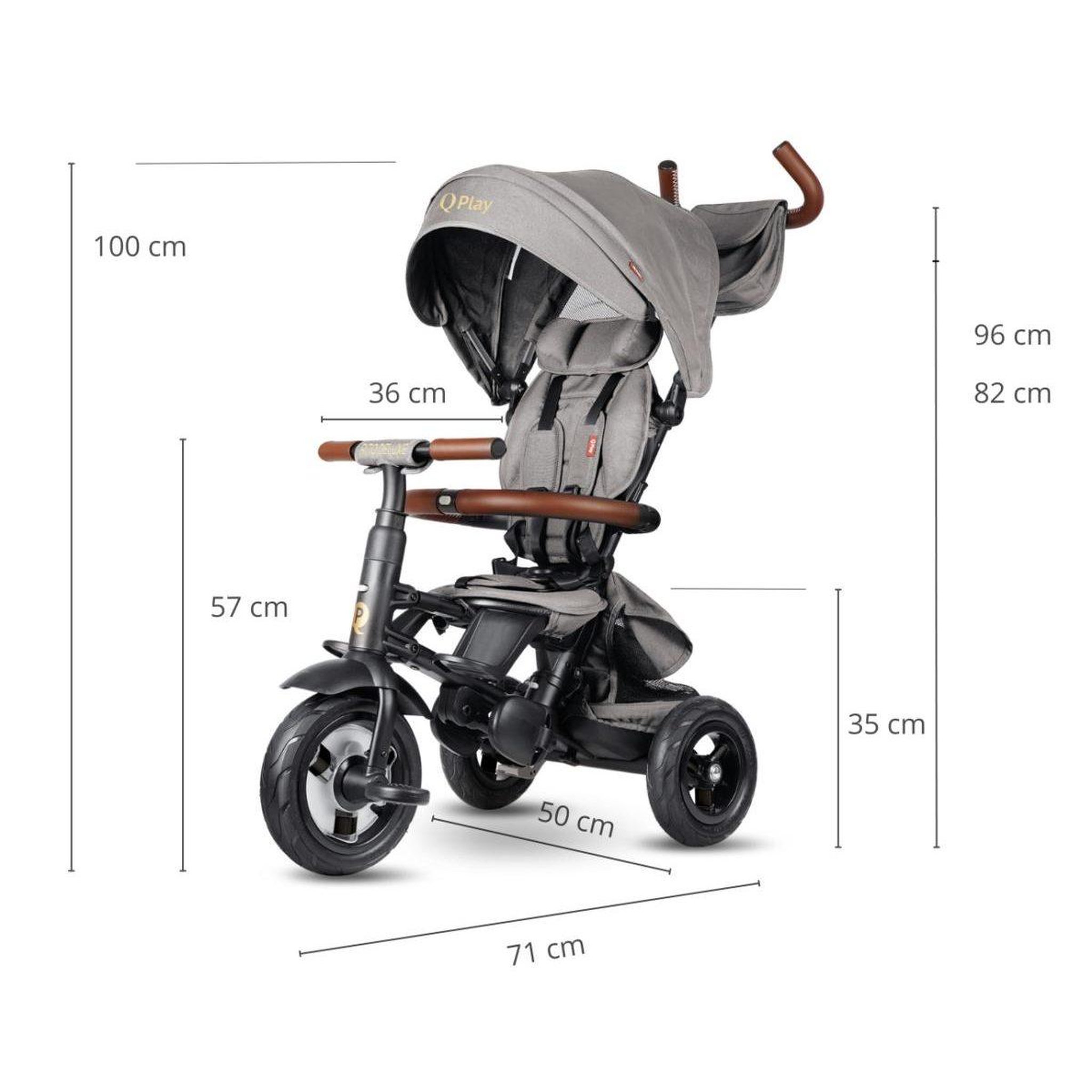 Voir la diapositive 4 : QPLAY Tricycle  rito deluxe caoutchouc gris