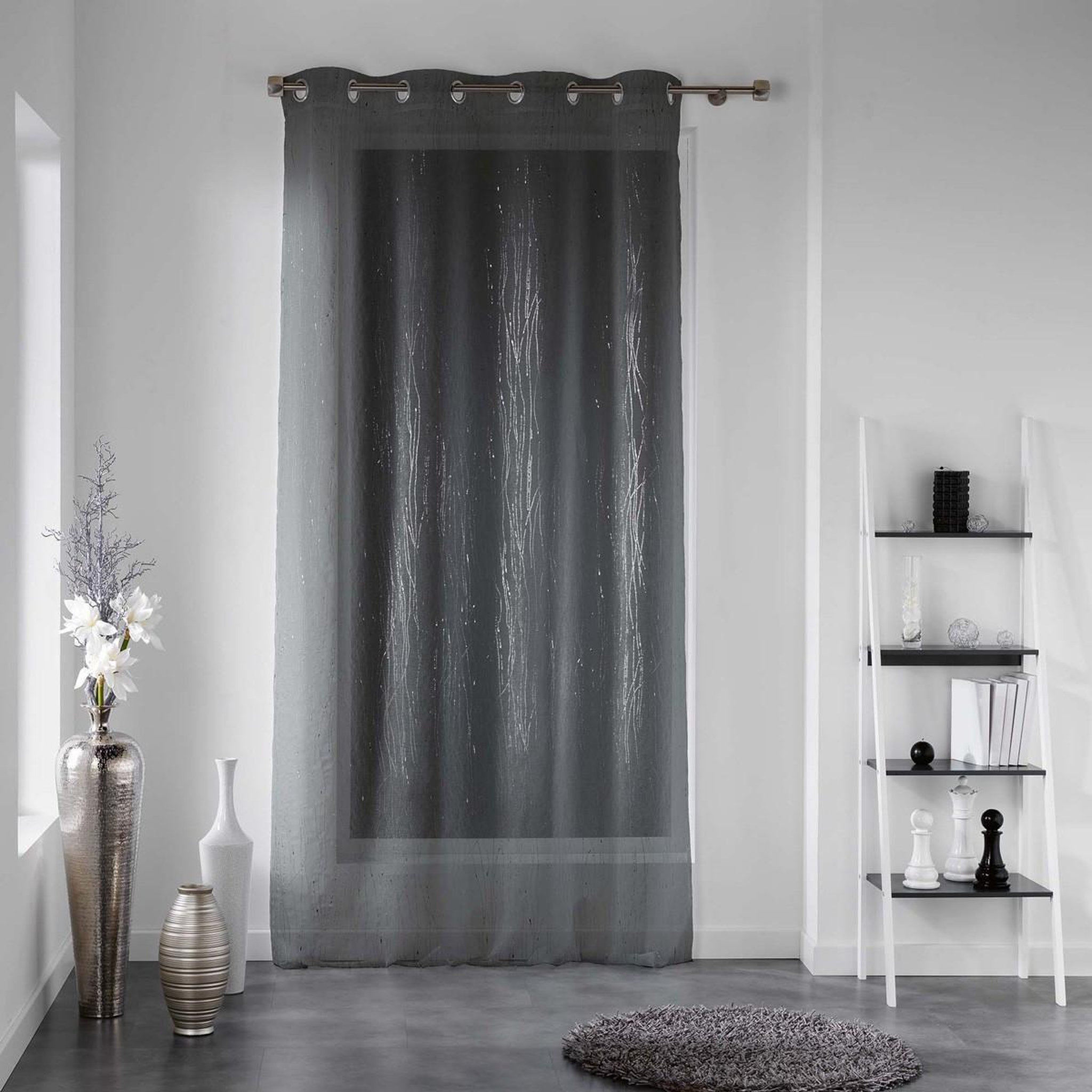Douceur d'Intérieur Rideau voilage  filiane  140x240cm anthracite