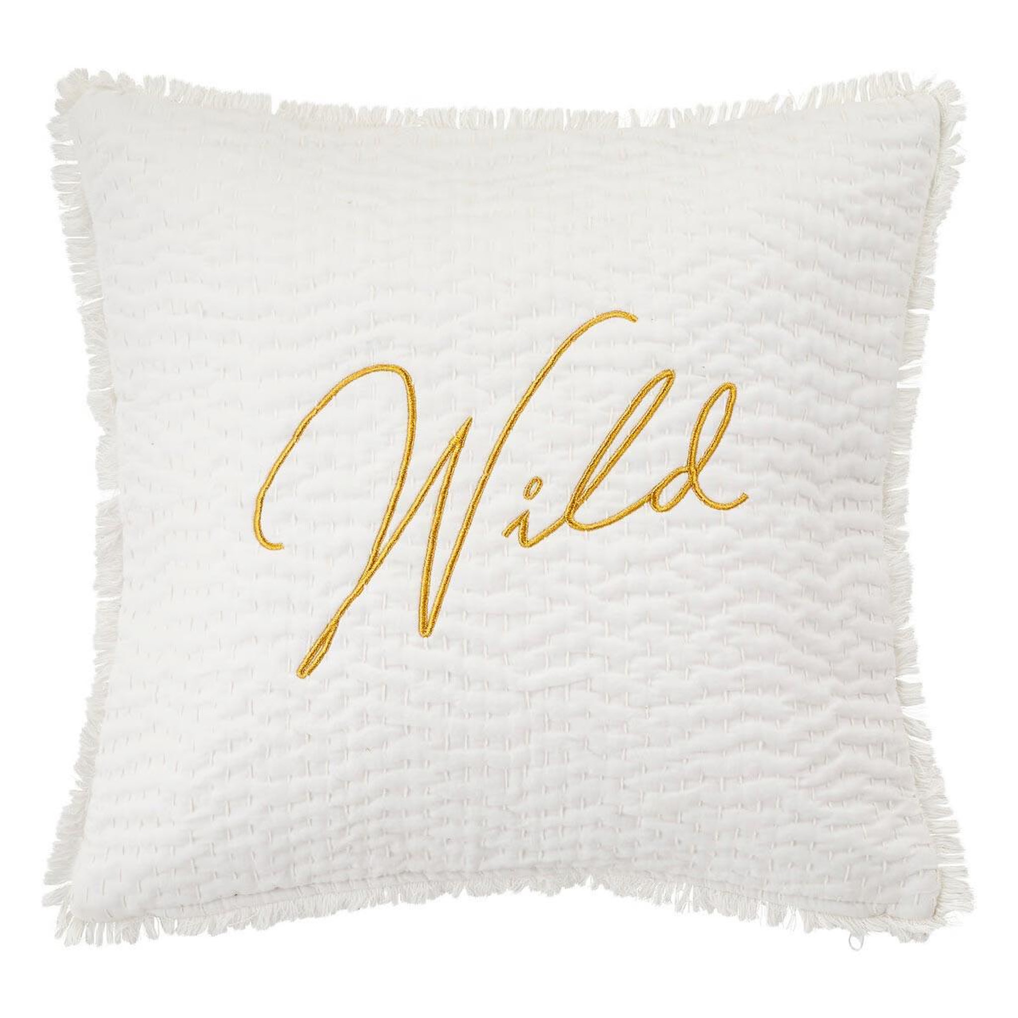 ATMOSPHERA Coussin déco brodé  wild  45x45cm blanc