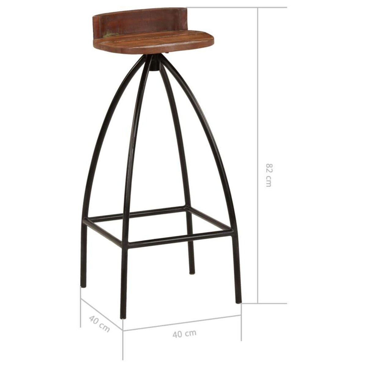 VIDAXL Tabourets de bar lot de 2 bois de recuperation massif
