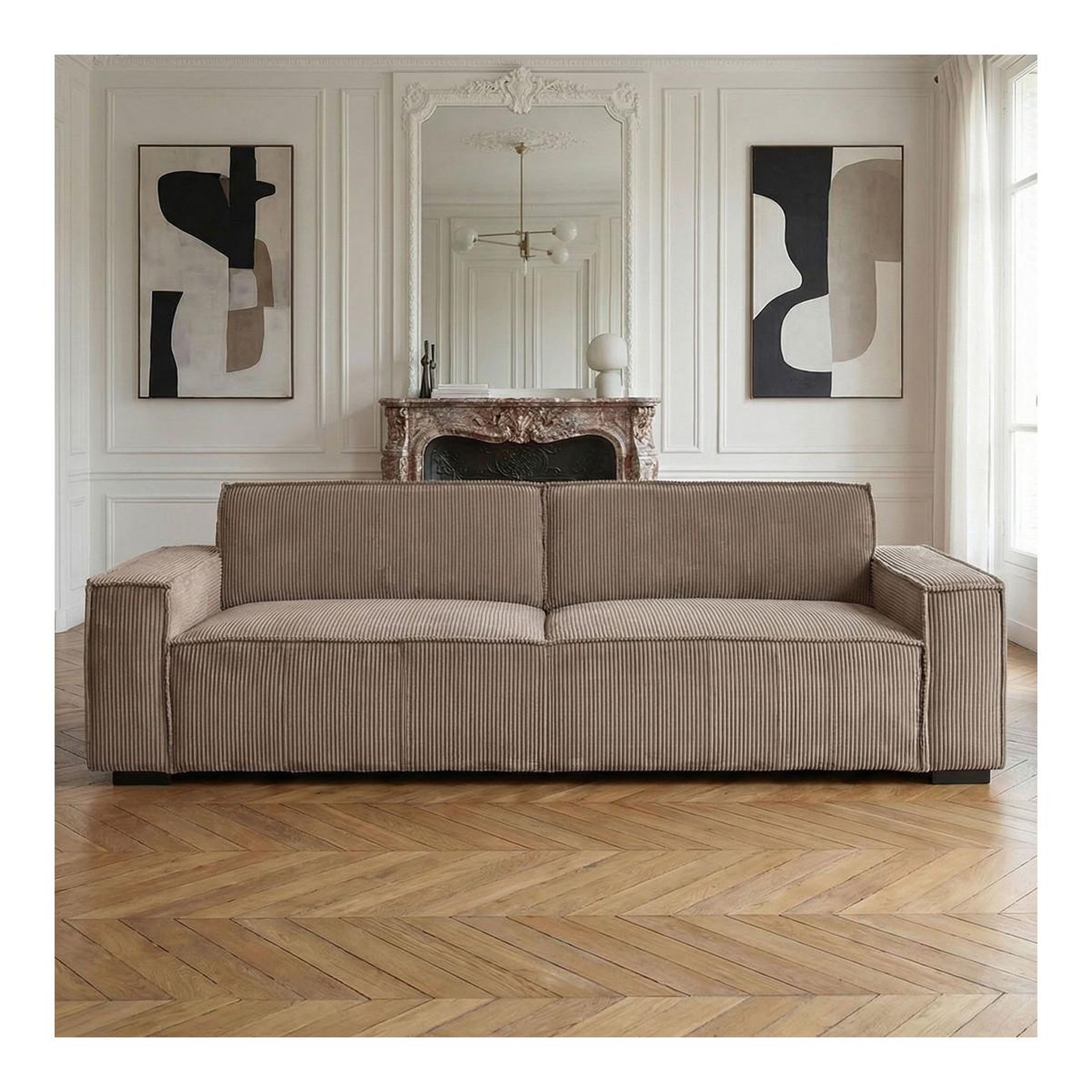 Voir la diapositive 6 : Paris Prix Canapé convertible 3 places velours  dudley  230cm taupe