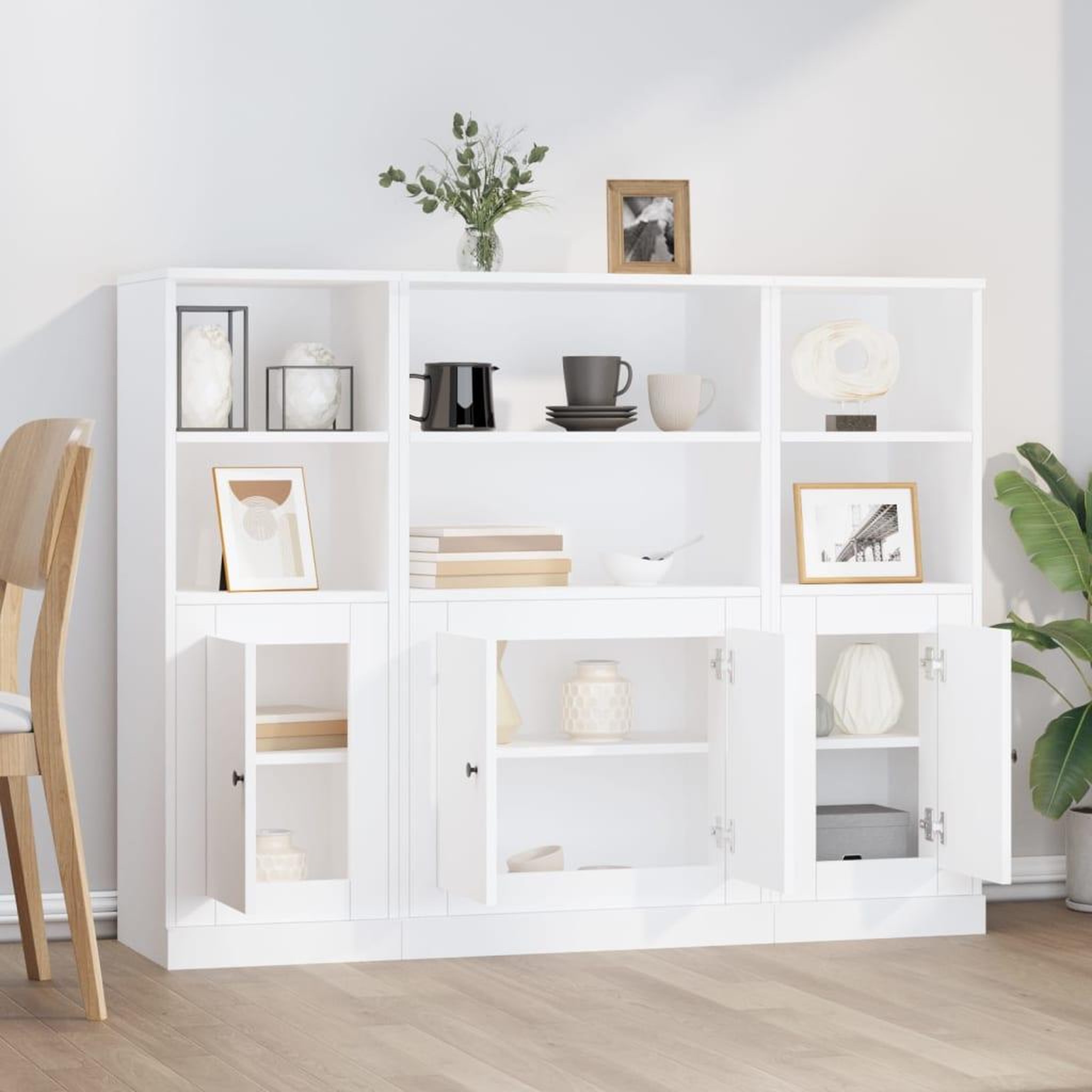 Voir la diapositive 3 : VIDAXL Buffets 3 pcs blanc bois d'ingenierie