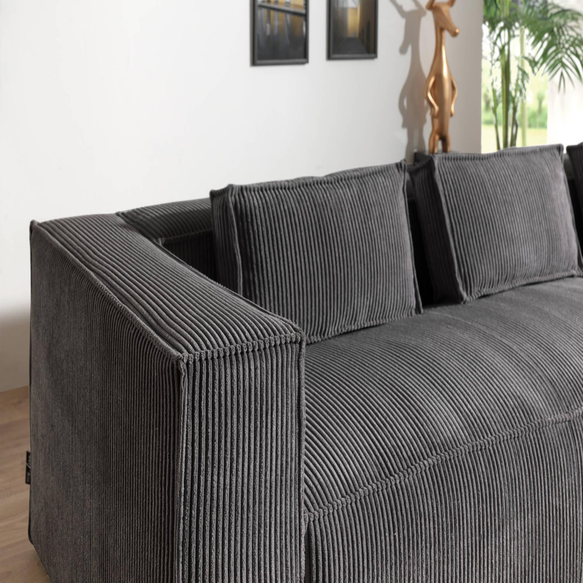 Voir la diapositive 4 : LISA DESIGN Stella - canapé d'angle - en velours côtelé - 4 places -style contemporain - droit