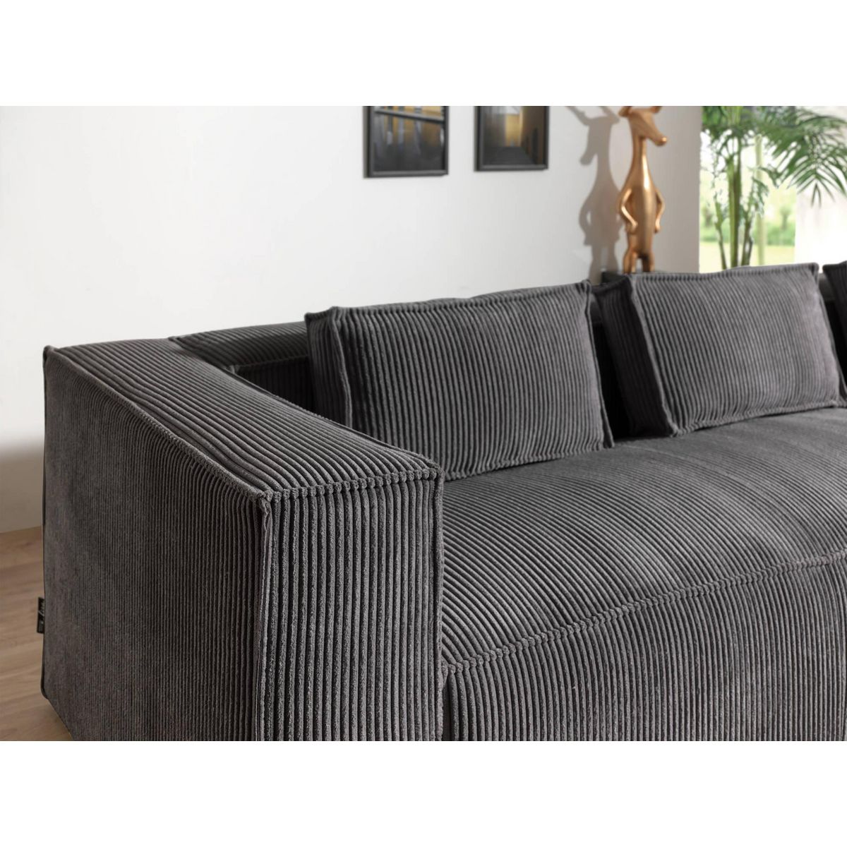 LISA DESIGN Stella - canapé d'angle - en velours côtelé - 4 places -style contemporain - droit