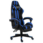 VIDAXL Fauteuil de jeux video avec repose-pied Noir et bleu Similicuir