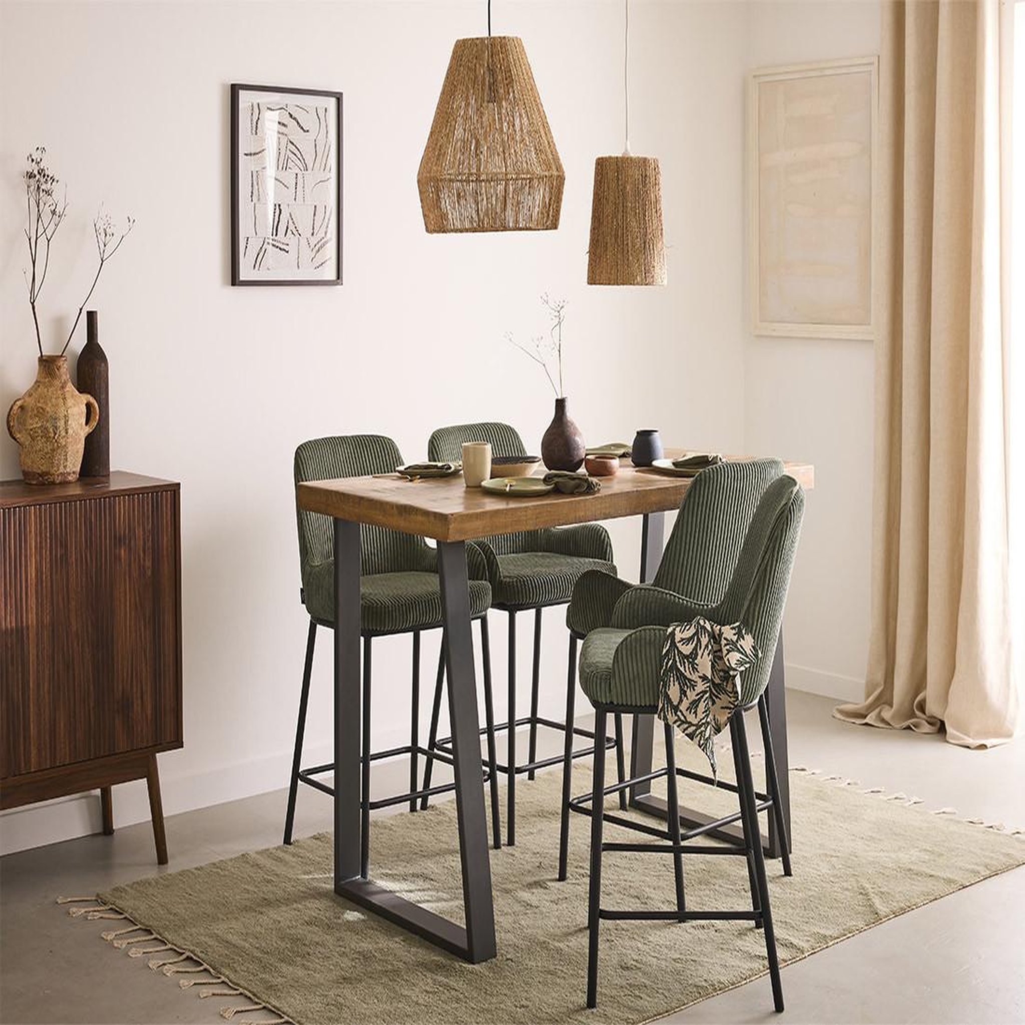 Voir la diapositive 3 : LISA DESIGN Jayto - table de bar - bois massif de manguier - 4 personnes