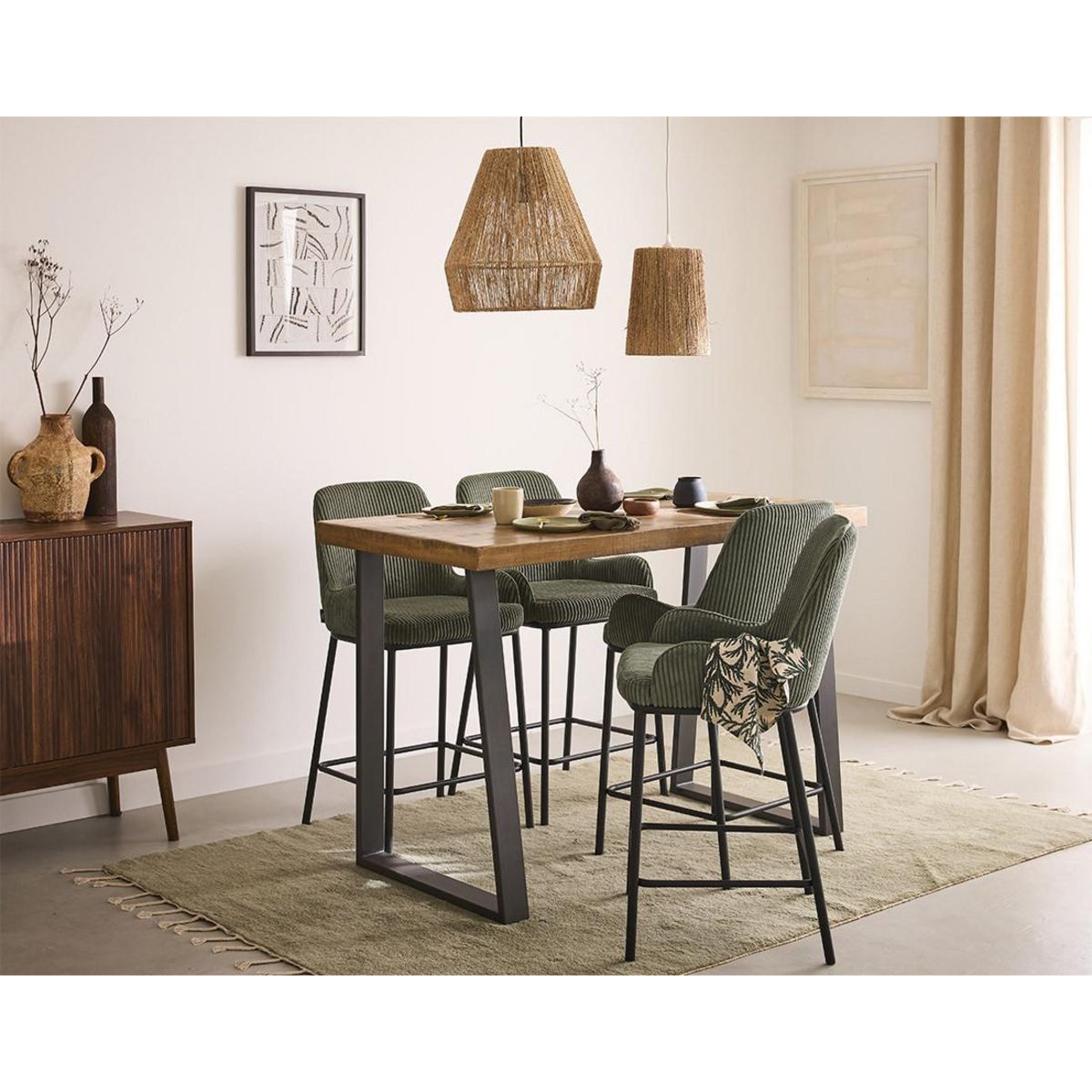 LISA DESIGN Jayto - table de bar - bois massif de manguier - 4 personnes