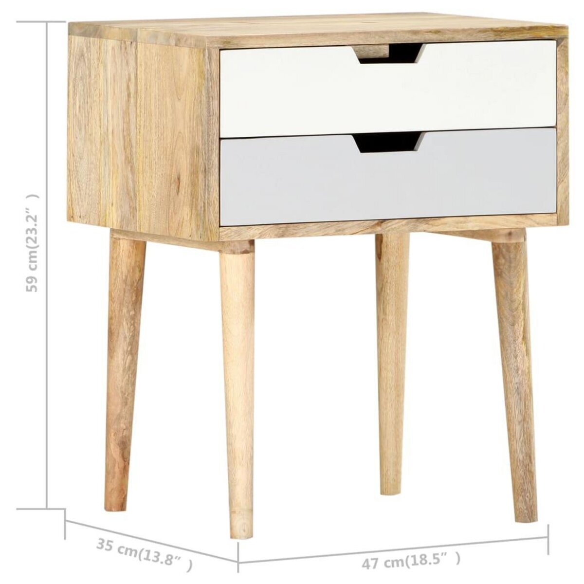VIDAXL Table de chevet 47x35x59 cm Bois de manguier massif