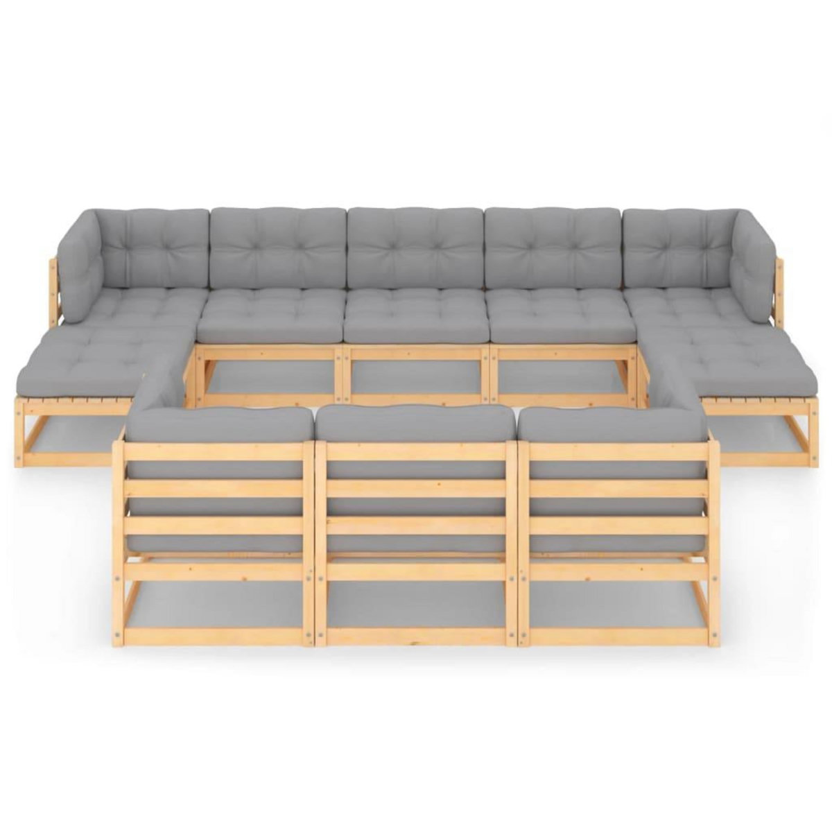 VIDAXL Salon de jardin 10 pcs avec coussins Bois de pin massif