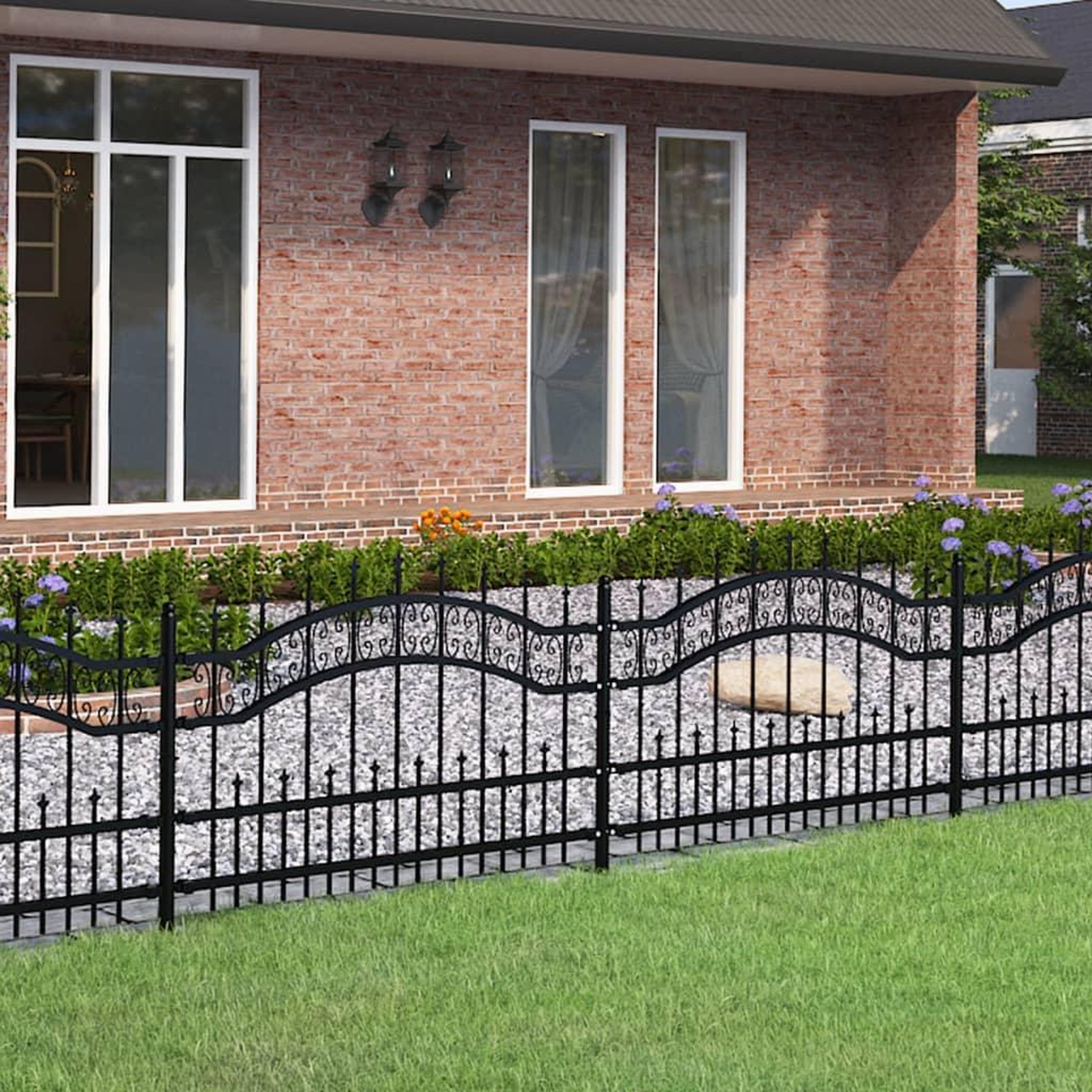 VIDAXL Cloture de jardin avec sommet de lance Noir 115 cm
