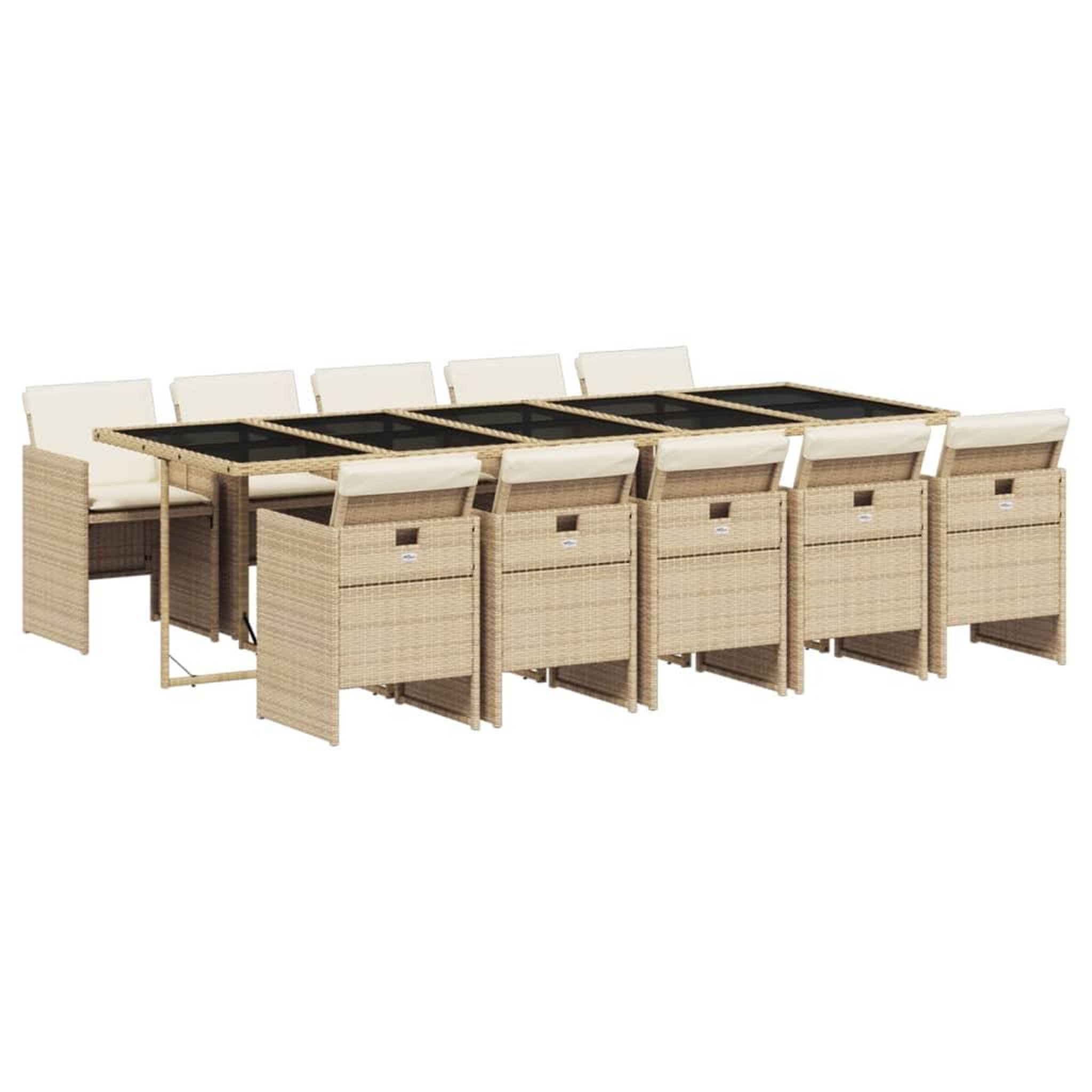 Voir la diapositive 2 : VIDAXL Ensemble a manger de jardin et coussins 11 pcs beige poly rotin