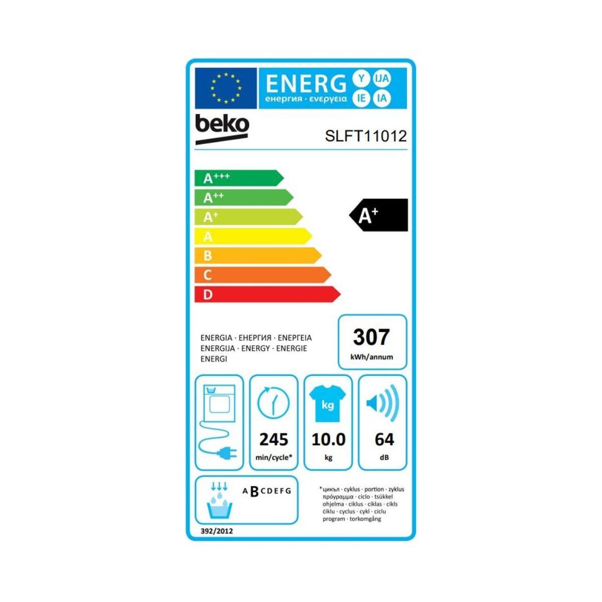 Voir la diapositive 5 : Beko Sèche linge pompe à chaleur SLFT11012
