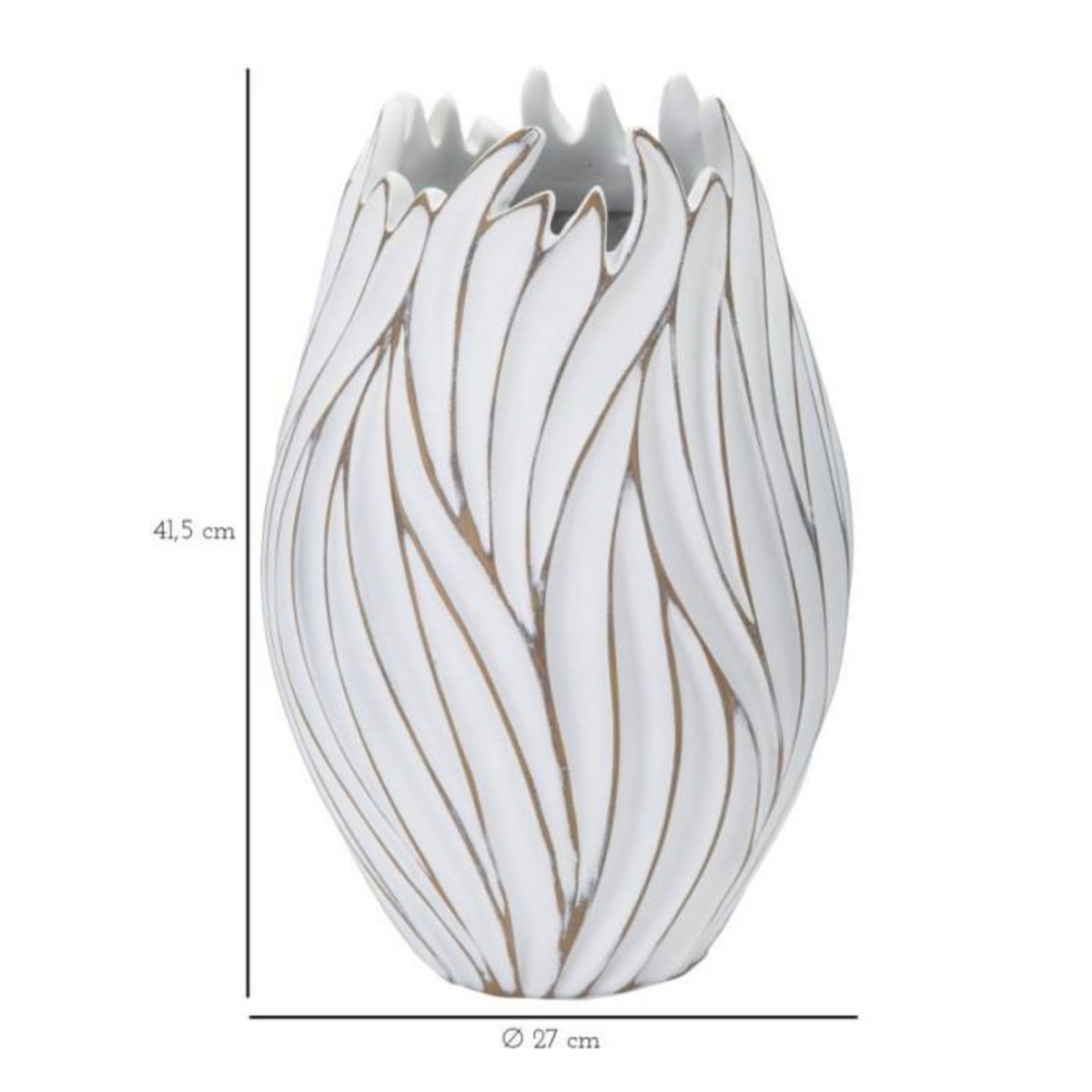 Paris Prix Vase Design en Relief  Honduras  41cm Blanc