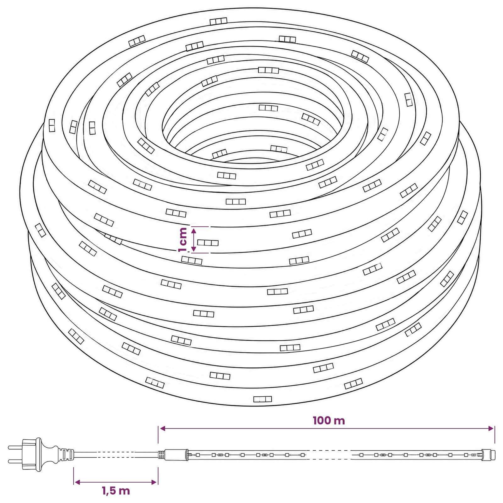 Voir la diapositive 3 : VIDAXL Cordon lumineux LED de Noël 2400 LED Rose 100 m