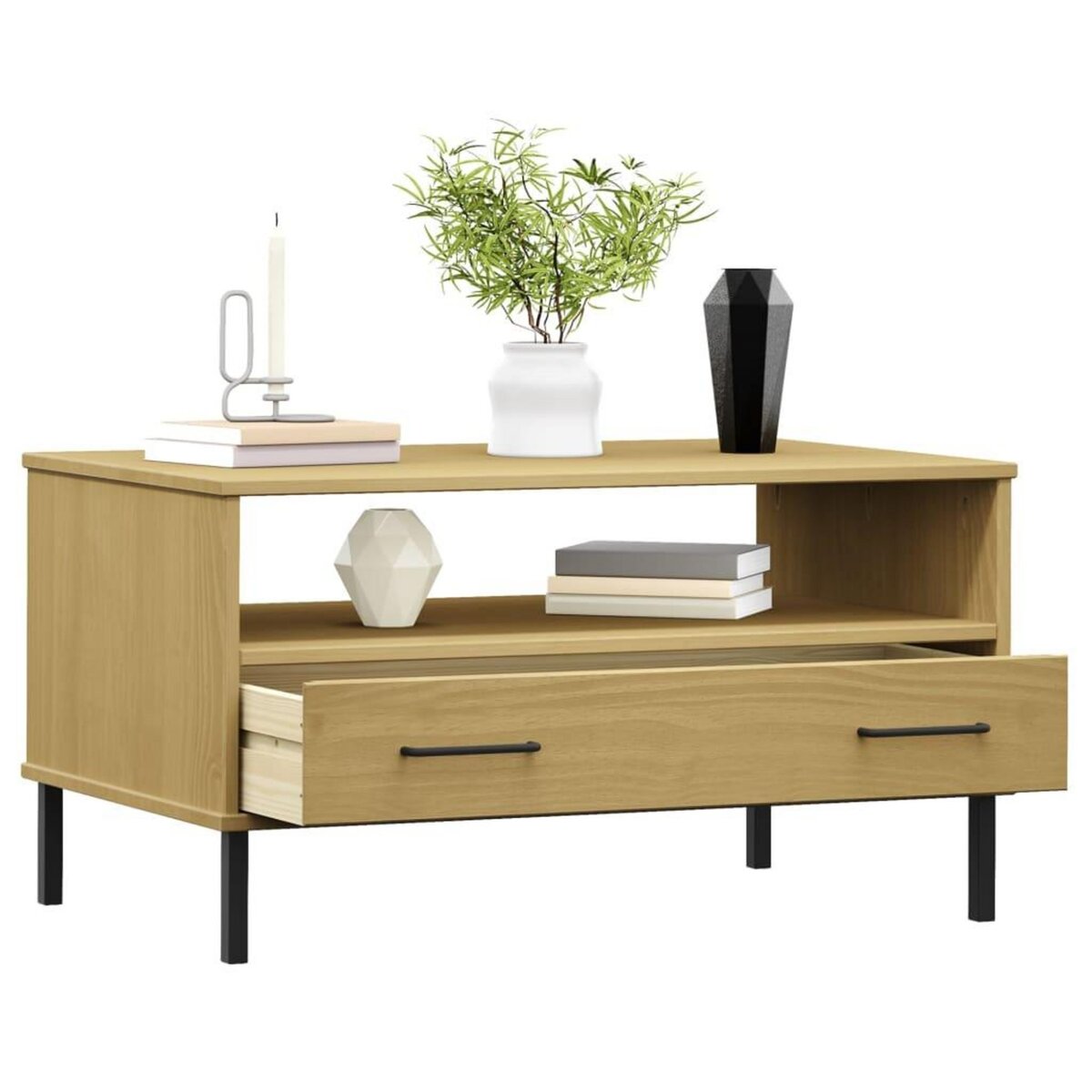 VIDAXL Table basse avec pieds en metal Marron 85x50x45 cm Bois OSLO