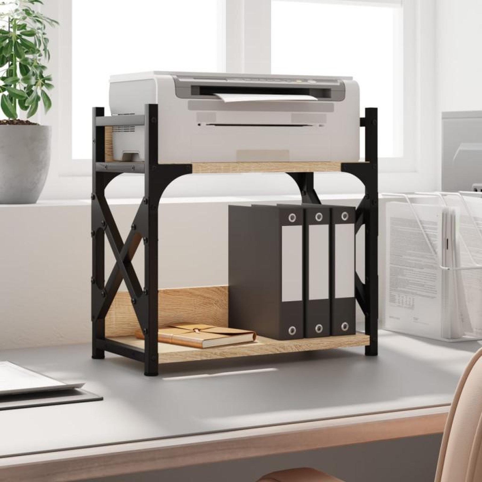 Voir la diapositive 1 : VIDAXL Support d imprimante à 2 niveaux chêne sonoma 40x20x40 cm