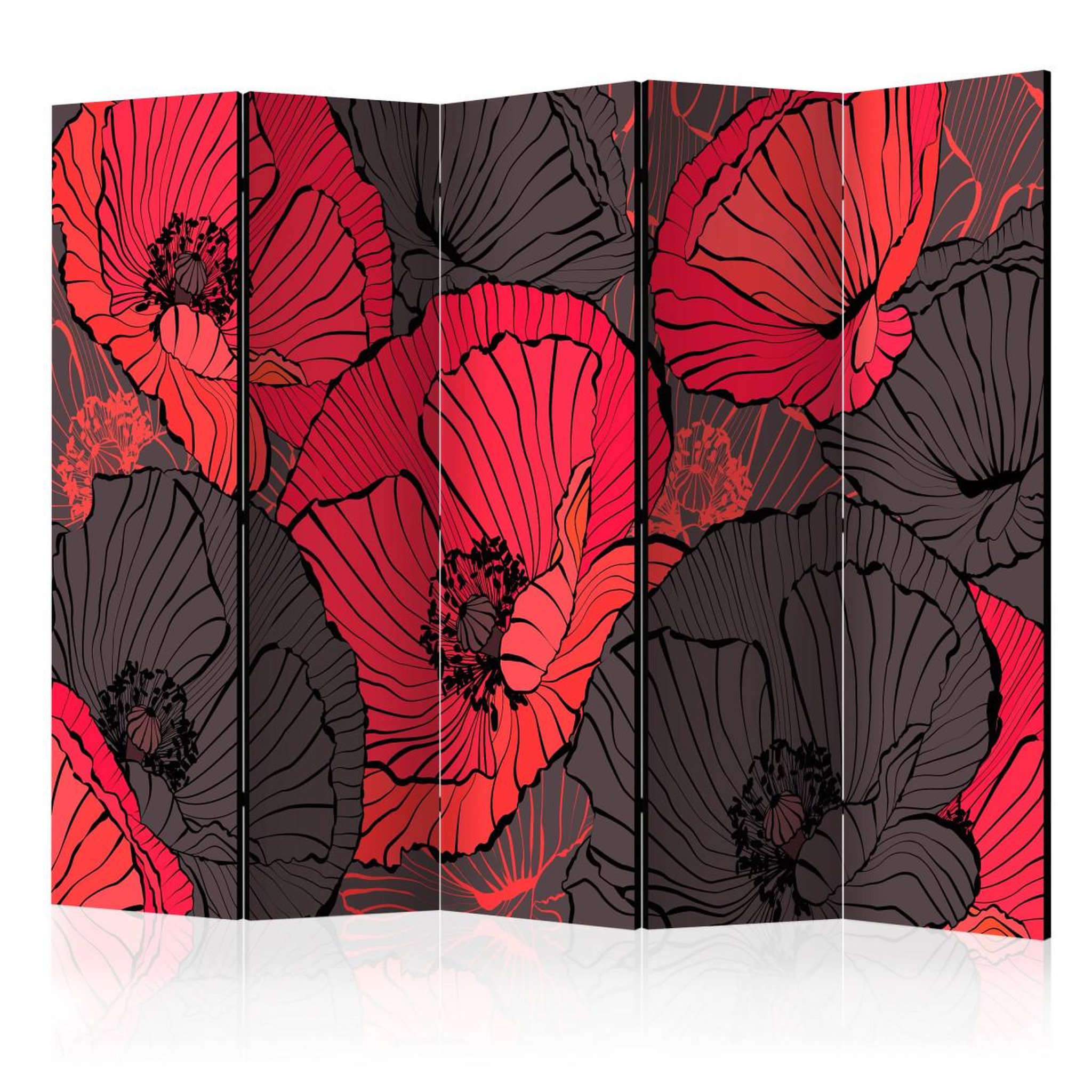 Paris Prix Paravent 5 volets  pleated poppies  172x225cm
