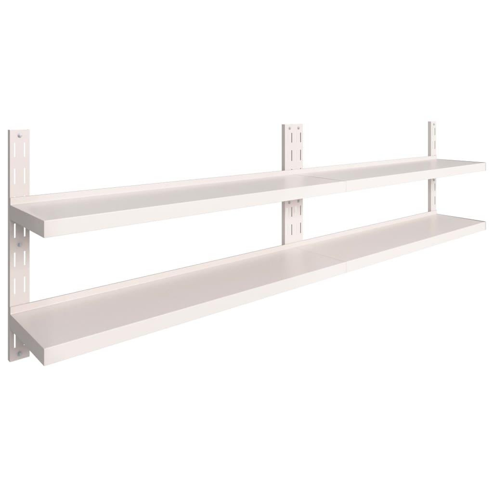 Voir la diapositive 2 : VIDAXL Etageres murales flottantes a 2 niveaux 2 pcs Inox 300x30 cm