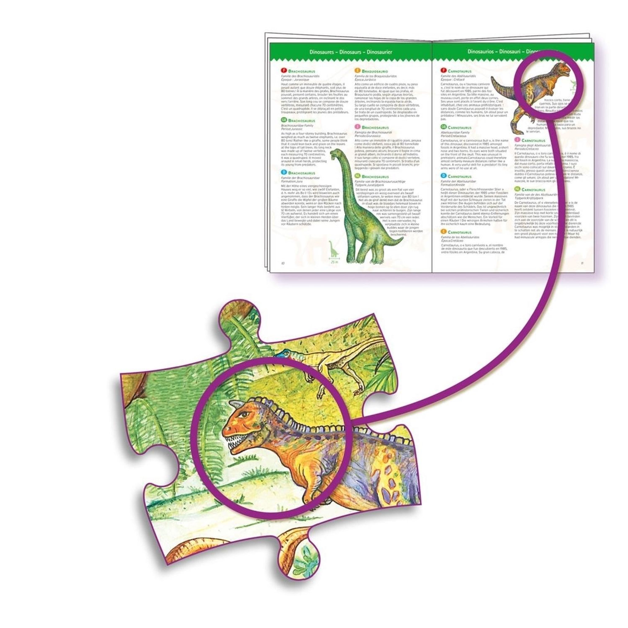 Voir la diapositive 3 : Djeco Puzzle d'observation Dinosaures et livret 100 pièce