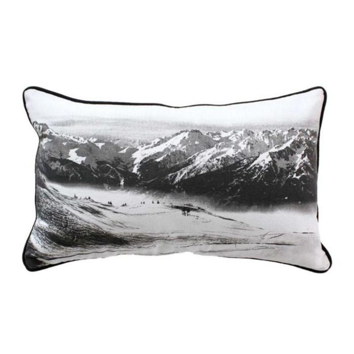 Paris Prix Coussin Déco Imprimé  Epicéa  30x50cm Noir & Blanc