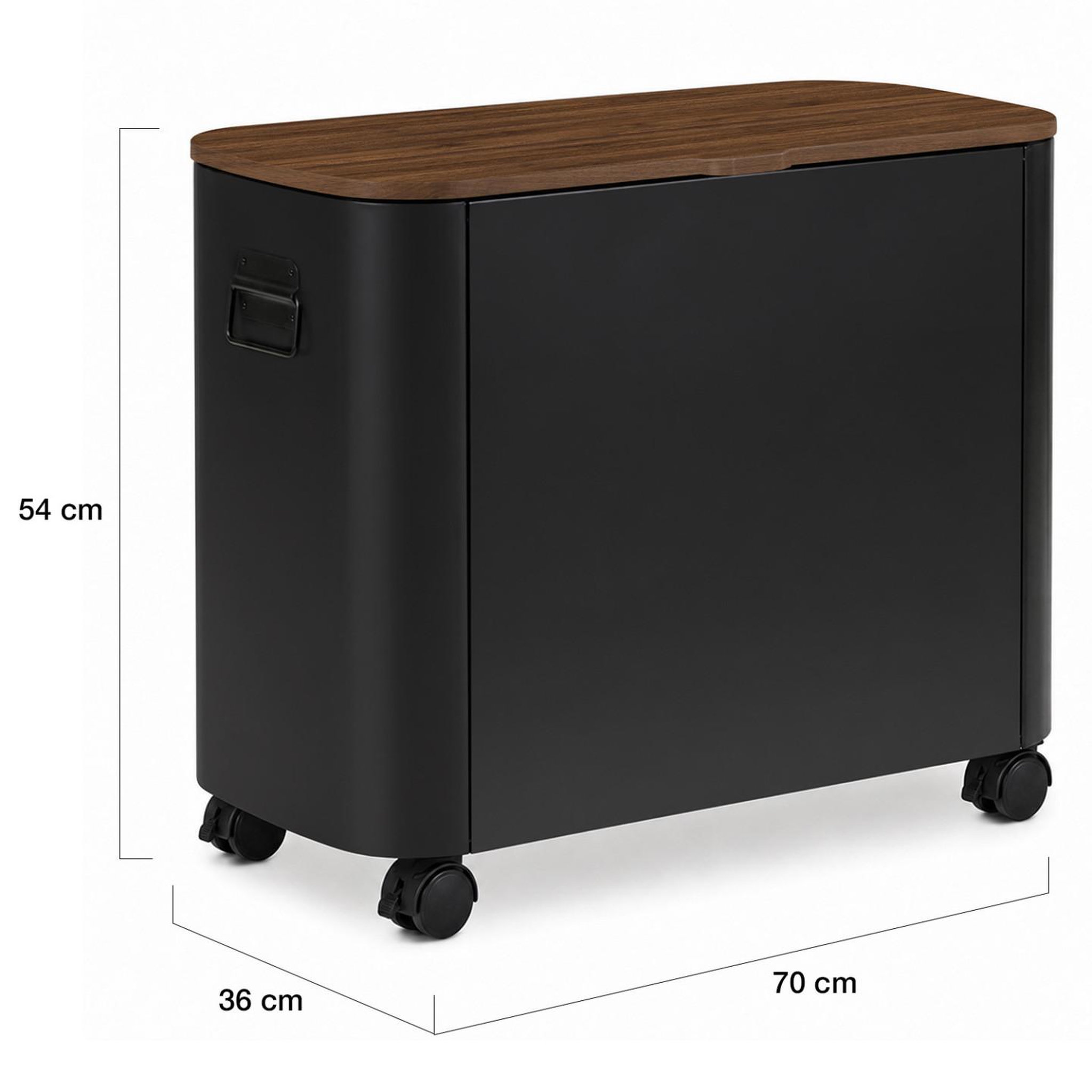 Voir la diapositive 5 : ID MARKET Coffre de cheminée multi-usages sac à granulés ou bûches avec couvercle effet noyer et roulettes métal noir