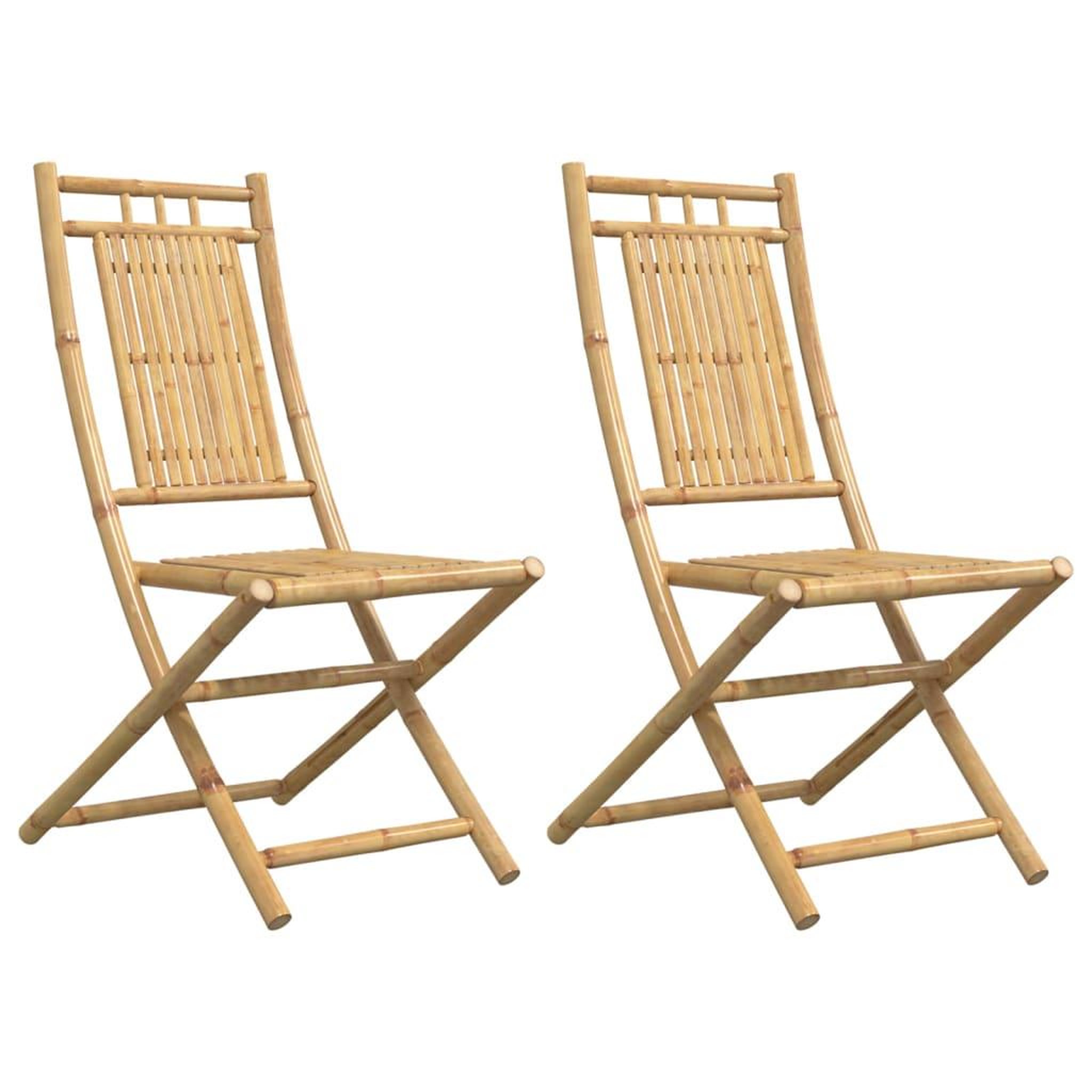 Voir la diapositive 2 : VIDAXL Chaises pliables de jardin lot de 2 46x66x99 cm bambou