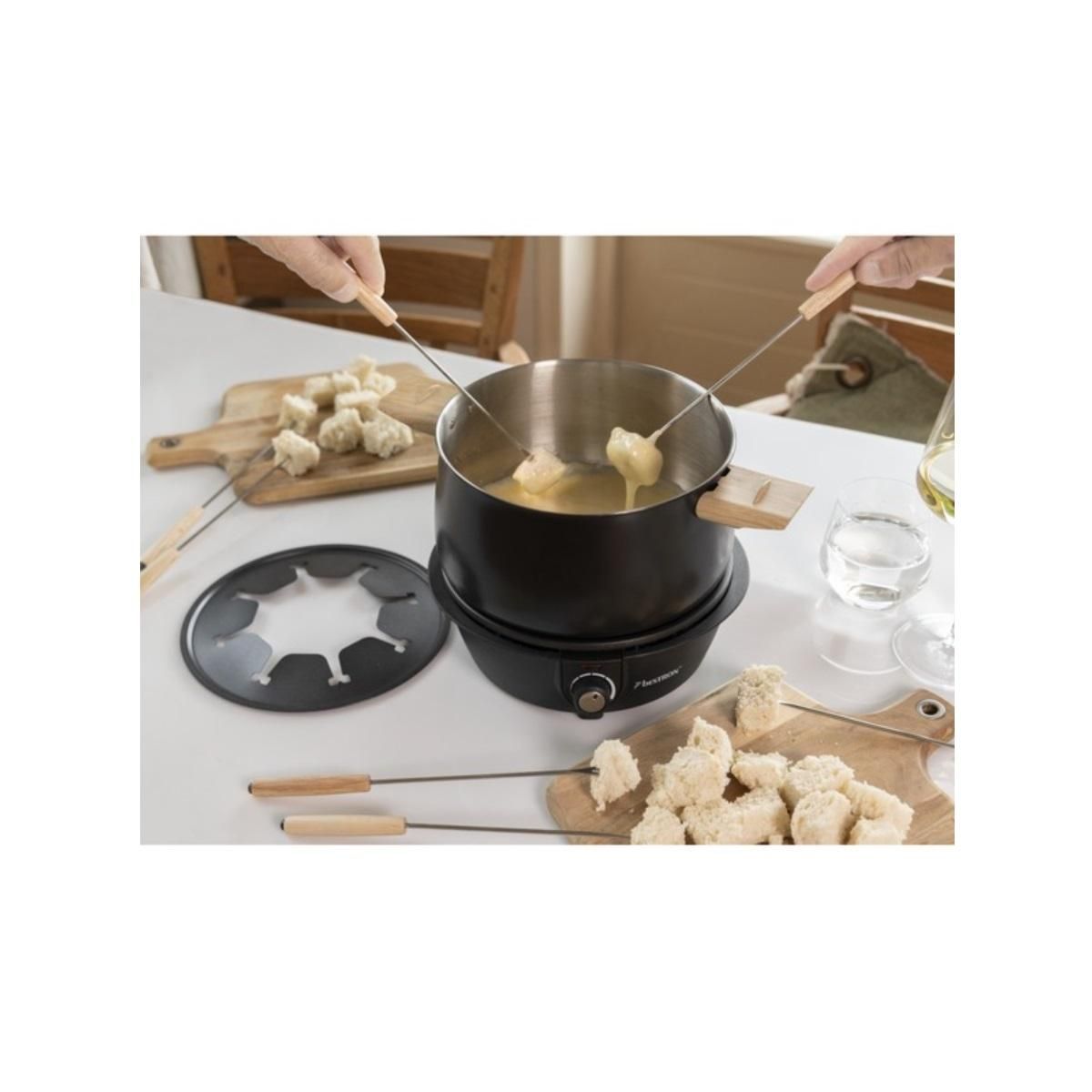 Bestron Fondue 1500w 8 fourchettes noir/bois - AFD850BW