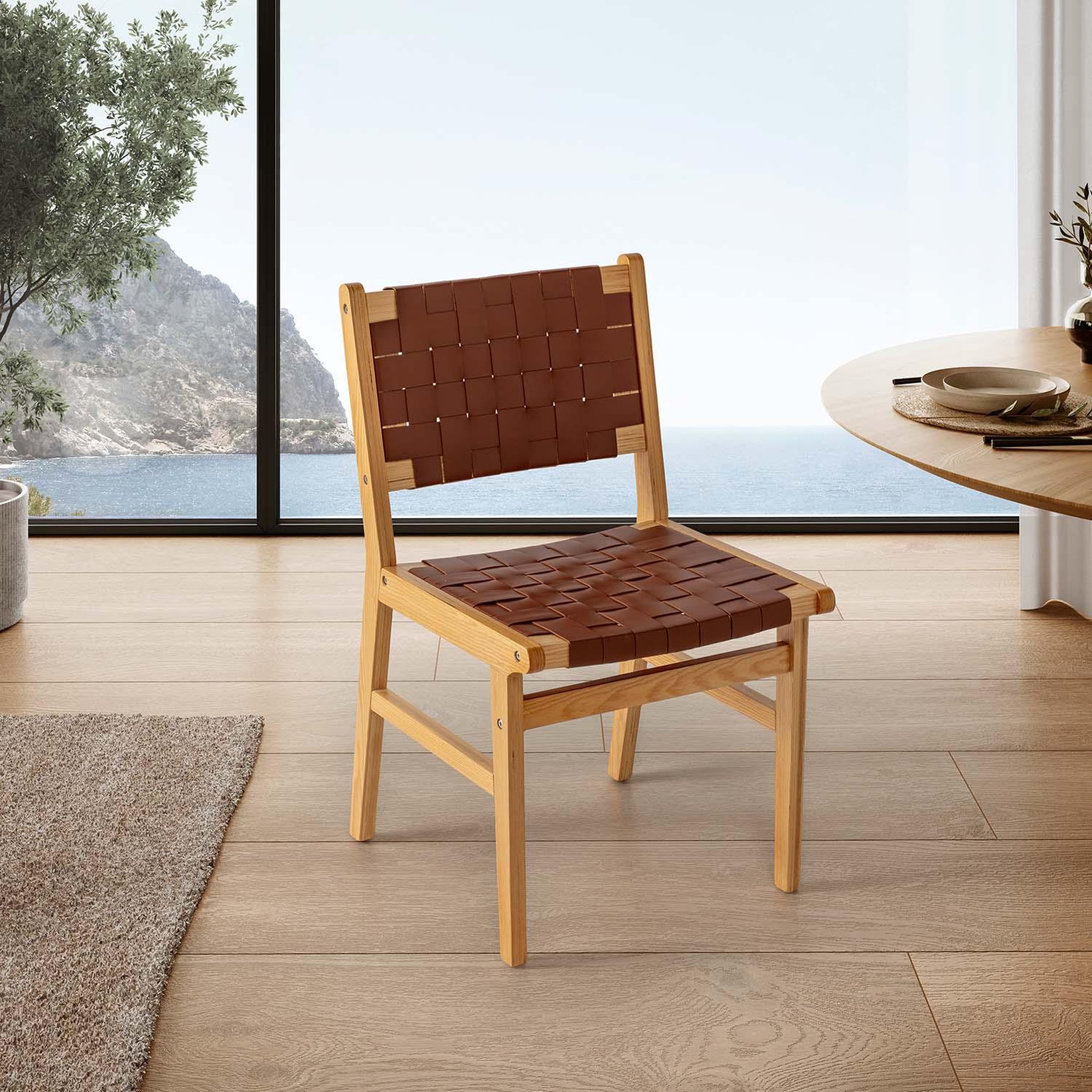Voir la diapositive 2 : VS VENTA-STOCK Pack de 2 chaises Kurt Marron en cuir recyclé